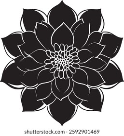 This artwork is digitally enhanced using AI and manually edited for quality—black and White Floral Silhouette Illustration.