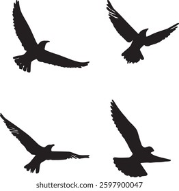  This artwork is digitally enhanced using AI and manually edited for quality. Flying Bird Silhouettes - Minimalist Black and White Art.