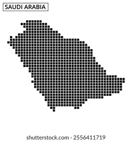 This artwork features a dotted outline of Saudi Arabia, showcasing a minimalist design with abstract lines and patterns in the background.