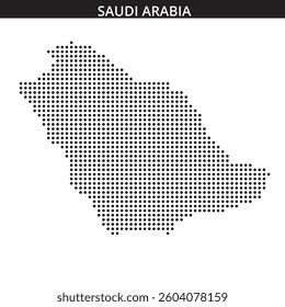 This artwork features a dotted outline of Saudi Arabia, showcasing a minimalist design with abstract lines and patterns in the background.