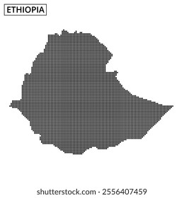 This artwork features the outline of Ethiopia, using a creative dotted pattern and subtle design elements for visual interest.
