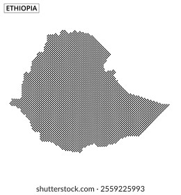 This artwork features the outline of Ethiopia, using a creative dotted pattern and subtle design elements for visual interest.
