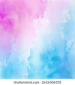 This artwork features a seamless watercolor vector background blending gentle pink and blue tones, creating a dreamy and abstract appearance with soft transitions and splashes