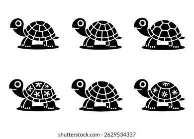 This artwork features a single, stylized tortoise silhouette. The silhouette is likely detailed and uses a bold, graphic style.