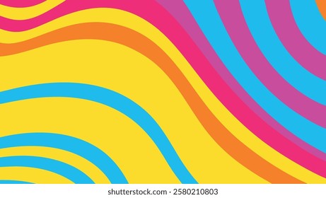 This artwork features vivid and colorful wave patterns flowing in various directions, creating an energetic and playful atmosphere fitting for digital or print applications