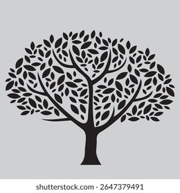 This artwork presents a dog illustration resembling a silhouette, incorporating tree-like design elements and utilizing CMYK color scheme.