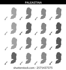 This artwork presents a dotted outline of Palestine, showcasing its distinct geography in a creative way.