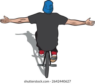 This artwork reflects freedom, balance, street lifestyle, and youthful confidence, ideal for content related to urban biking, adventure, or positive vibes.