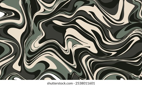 This artwork showcases fluid patterns in camouflage tones, offering a unique and stylish visual appeal.