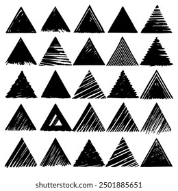 This artwork shows black triangles on a white background, creating contrast