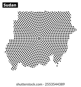 This artwork of Sudan uses dotted patterns to showcase its unique shape and borders, highlighting the country’s distinct contours.