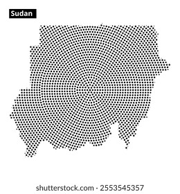 This artwork of Sudan uses dotted patterns to showcase its unique shape and borders, highlighting the country’s distinct contours.