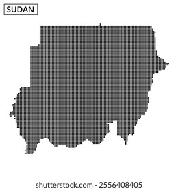 This artwork of Sudan uses dotted patterns to showcase its unique shape and borders, highlighting the country’s distinct contours.