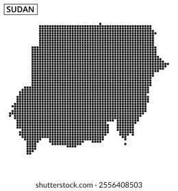 This artwork of Sudan uses dotted patterns to showcase its unique shape and borders, highlighting the country’s distinct contours.