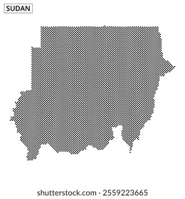 This artwork of Sudan uses dotted patterns to showcase its unique shape and borders, highlighting the country’s distinct contours.