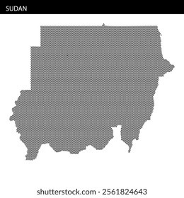 This artwork of Sudan uses dotted patterns to showcase its unique shape and borders, highlighting the country’s distinct contours.