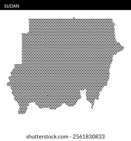 This artwork of Sudan uses dotted patterns to showcase its unique shape and borders, highlighting the country’s distinct contours.