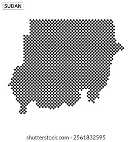 This artwork of Sudan uses dotted patterns to showcase its unique shape and borders, highlighting the country’s distinct contours.