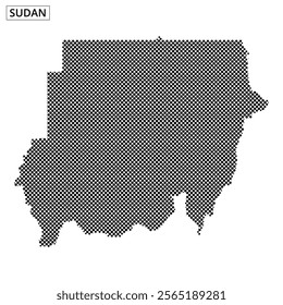 This artwork of Sudan uses dotted patterns to showcase its unique shape and borders, highlighting the country’s distinct contours.