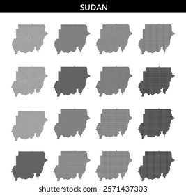 This artwork of Sudan uses dotted patterns to showcase its unique shape and borders, highlighting the country’s distinct contours.