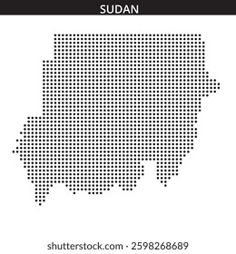 This artwork of Sudan uses dotted patterns to showcase its unique shape and borders, highlighting the country’s distinct contours.