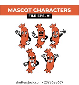 This asset features a cartoon character sausage with diverse facial expressions, perfect for use in emotive designs, educational materials, social media content, and storytelling visuals.