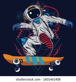 this is an astronaut design illustration with background sacred geometry