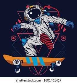 this is an astronaut design illustration with background sacred geometry