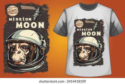 This is a Astronaut T shirt design there is a dog astronaut. That  design name is mission moon .