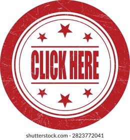 This attention grabbing red circular grunge rubber stamp with 