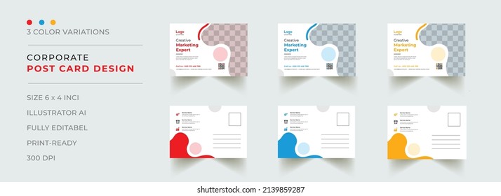 This is a Attractive Post Card Templates. All main elements are editable and customizable. creative and modern post card template...