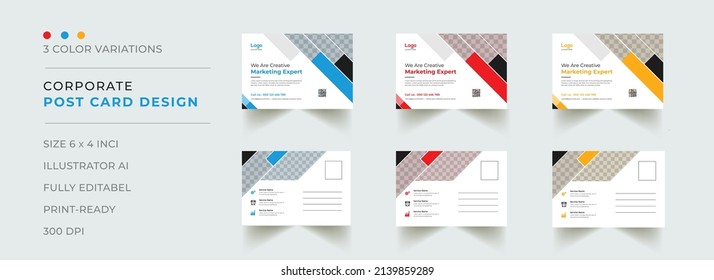 This is a Attractive Post Card Templates. All main elements are editable and customizable. creative and modern post card template...
