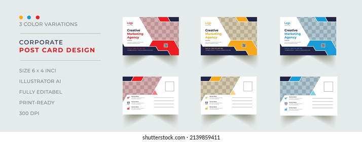 This is a Attractive Post Card Templates. All main elements are editable and customizable. creative and modern post card template...