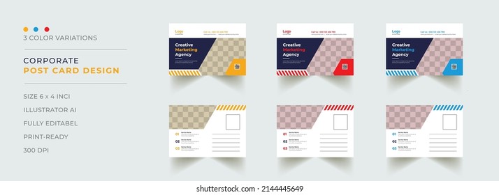 Se trata de unas plantillas atractivas de tarjetas postales. Todos los elementos principales son editables y personalizables. plantilla de postal creativa y moderna...