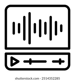 Dieses Audio-Wellen-Symbol eignet sich für Musik, Musikinstrument, Unterhaltung und Multimedia, etc.