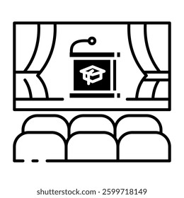 This Auditorium icon is suitable for School, College, Education, etc