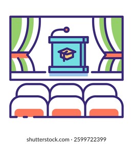 This Auditorium icon is suitable for School, College, Education, etc