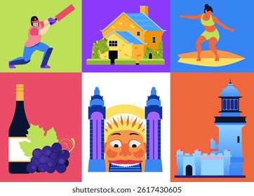 This is Australia - set of flat design style colorful illustrations
