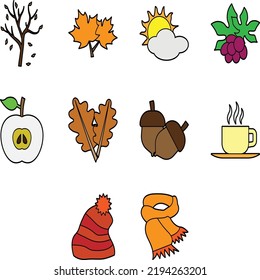 
this is a autumn season icon set