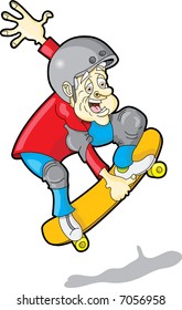 This is a Baby Boomer Skateboarding.