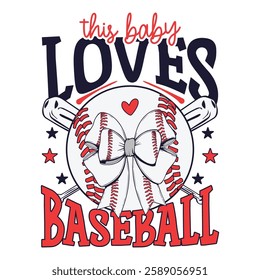 This baby loves baseball bow design, Baseball lover baseball season bow design