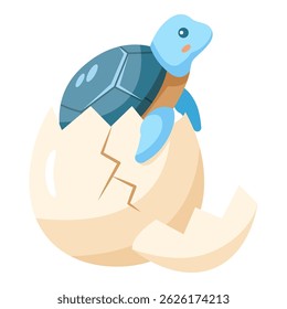 This Baby turtle hatch from egg illustration is suitable for sea creature, wild animal, etc.