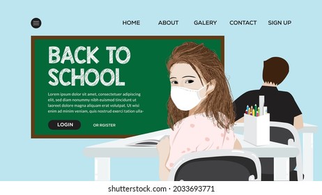 Este cartel de regreso a la escuela es una situación en la que las escuelas han comenzado a regresar cara a cara con los protocolos de salud. utilice este banner vector para sus necesidades de diseño.