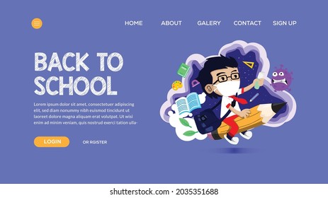 This back to school banner is a situation where schools have started to return face-to-face with health protocols. use this vector banner for your design needs.