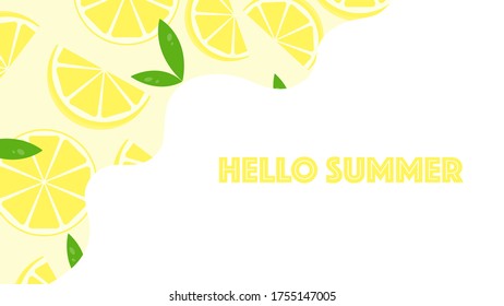Este es el fondo del cítrico. Banner vectorial con limón y hojas.