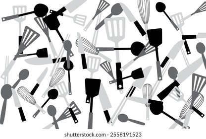 This is a background with a cooking utensil motif.