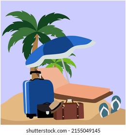 Se trata de un diseño de fondo con un tema de vacaciones de verano en la playa con vistas al atardecer