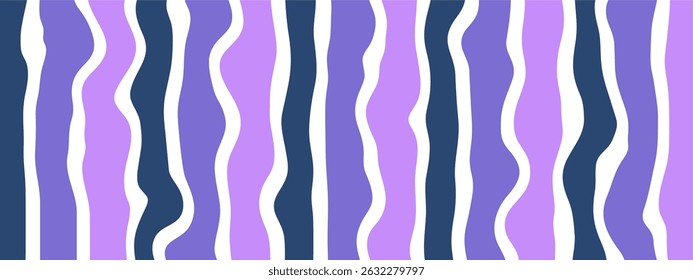 This background features vertical, wavy stripes in shades of purple, dark blue, and white.