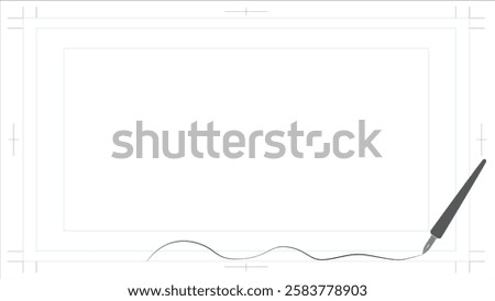 This is a background frame illustration of cartoon manuscript paper and a dip pen.