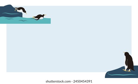 This is a background frame illustration of a cool penguin.